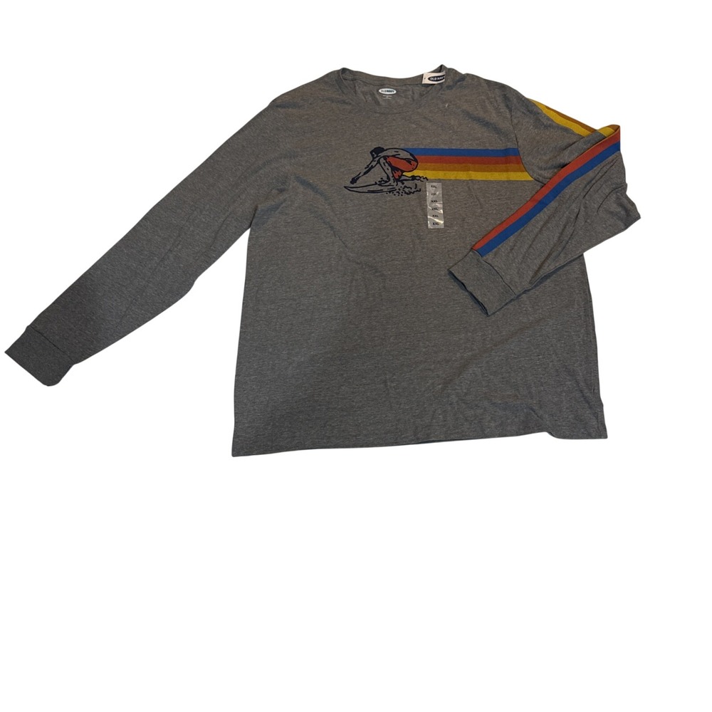 NWT Old Navy Soft Washed LS T Shirt Mens XXL Surfer‎ Themed Graphic Print NWT